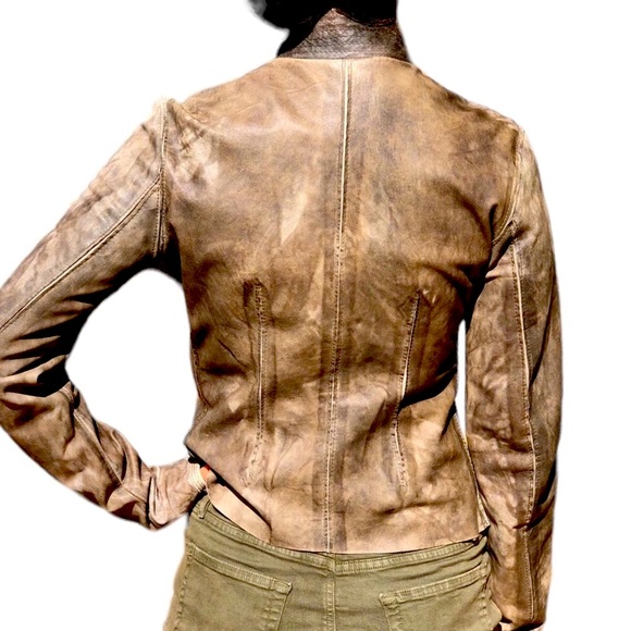 Blur Leather Aviator Jacket Khaki Green Cargo Pocket Bikercore - Picture 5 of 16